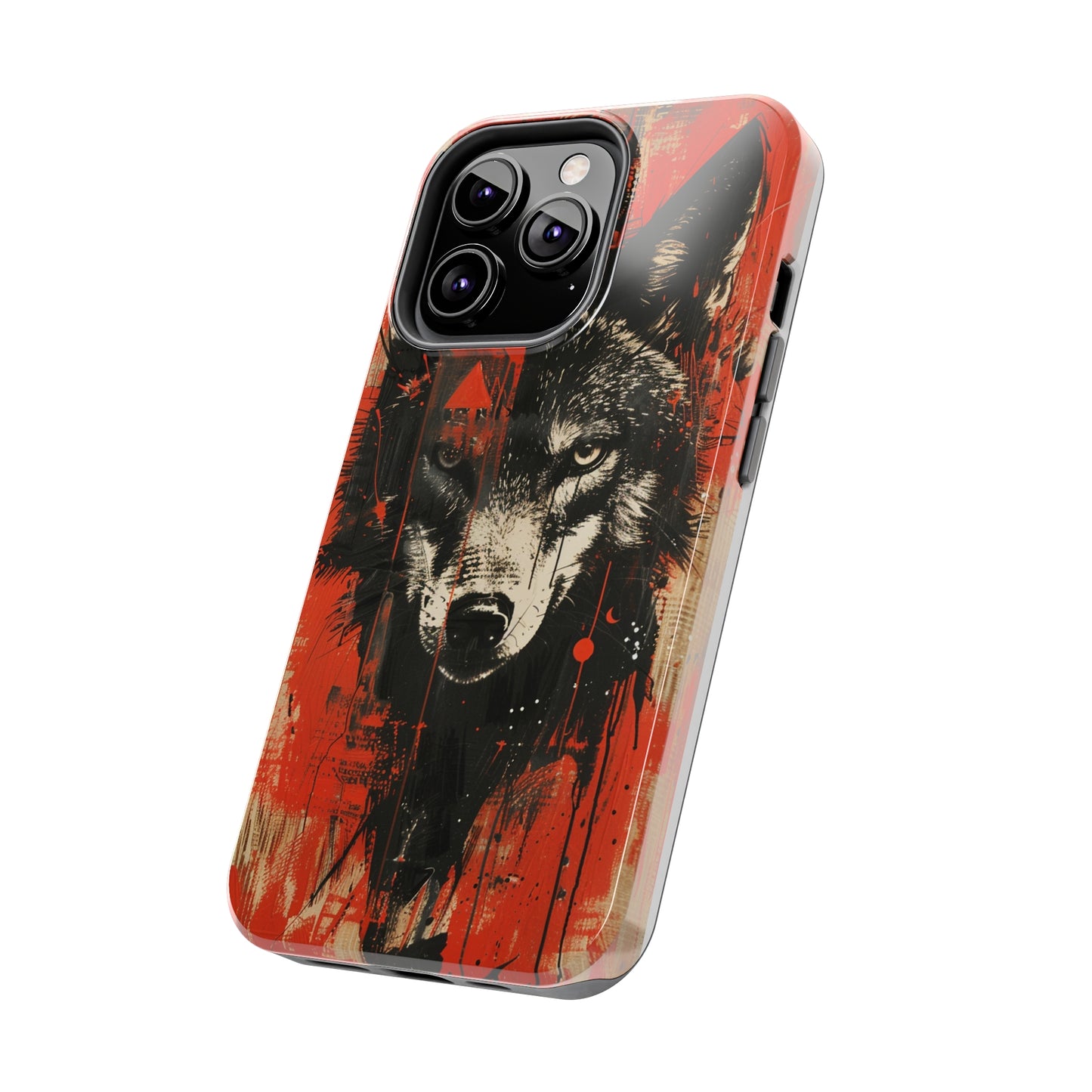 Asemic Writing Style Wolf Phone Case 3 for iPhone - Lightweight, Impact Resistant, Wireless Charging Compatible