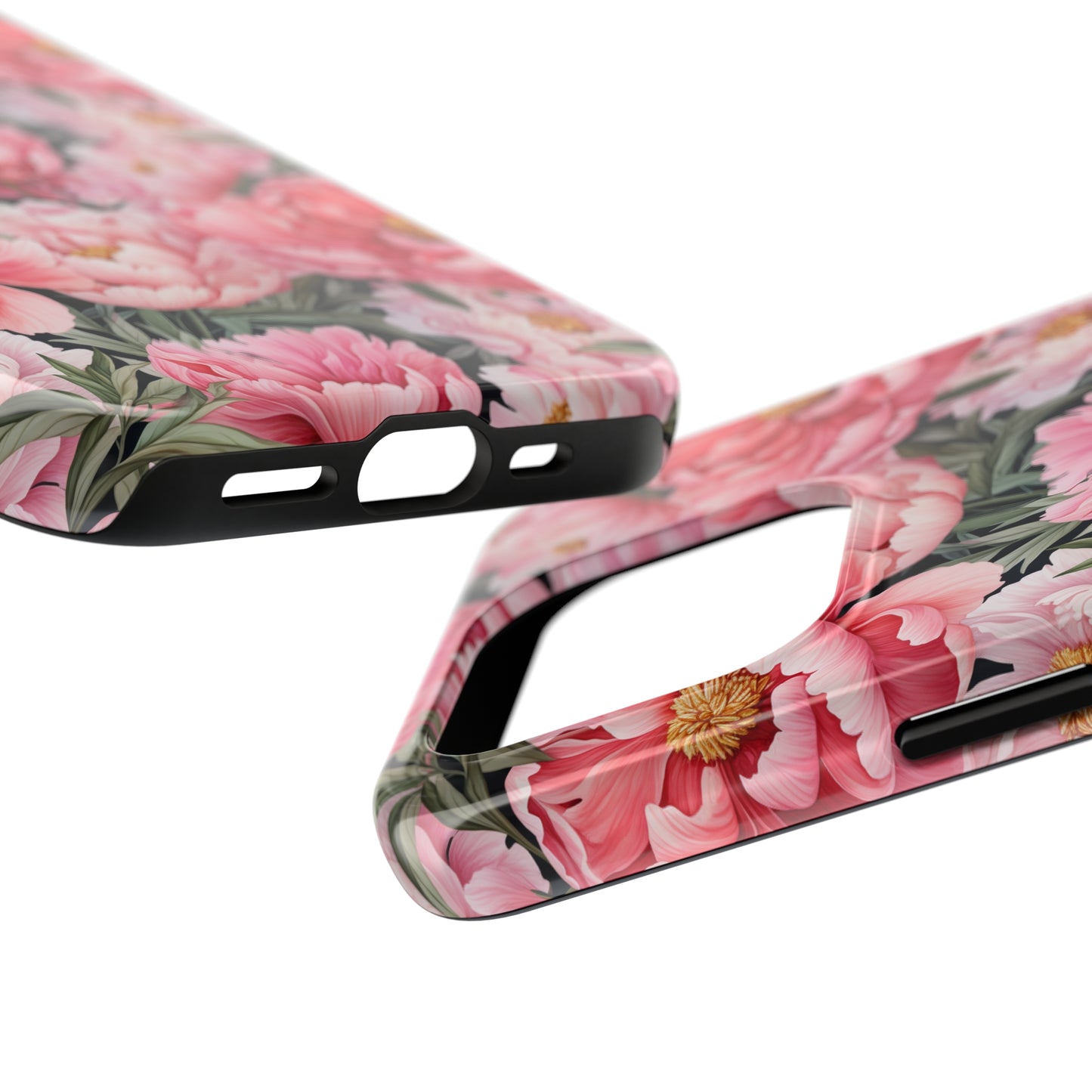 AI Peonies Floral Pattern Phone Case for iPhone - Lightweight, Impact Resistant, Wireless Charging Compatible