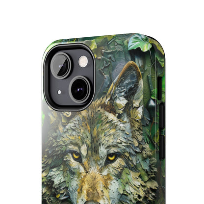 The Arte Povera Style Wolf Head Phone Case for iPhone - Lightweight, Impact Resistant, Wireless Charging Compatible