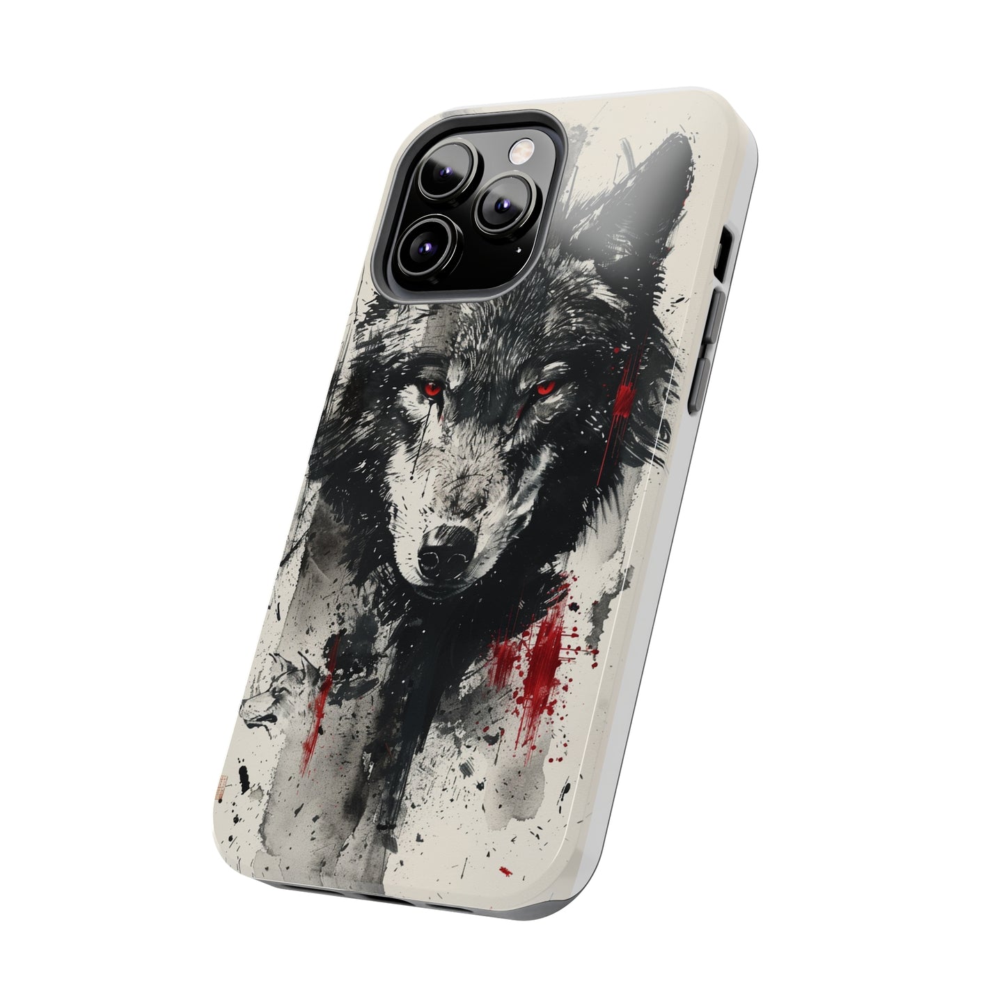 Asemic Writing Style Wolf Phone Case for iPhone - Lightweight, Impact Resistant, Wireless Charging Compatible