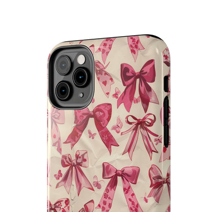 Pink Bows 3 Phone Case for iPhone - Lightweight, Impact Resistant, Wireless Charging Compatible