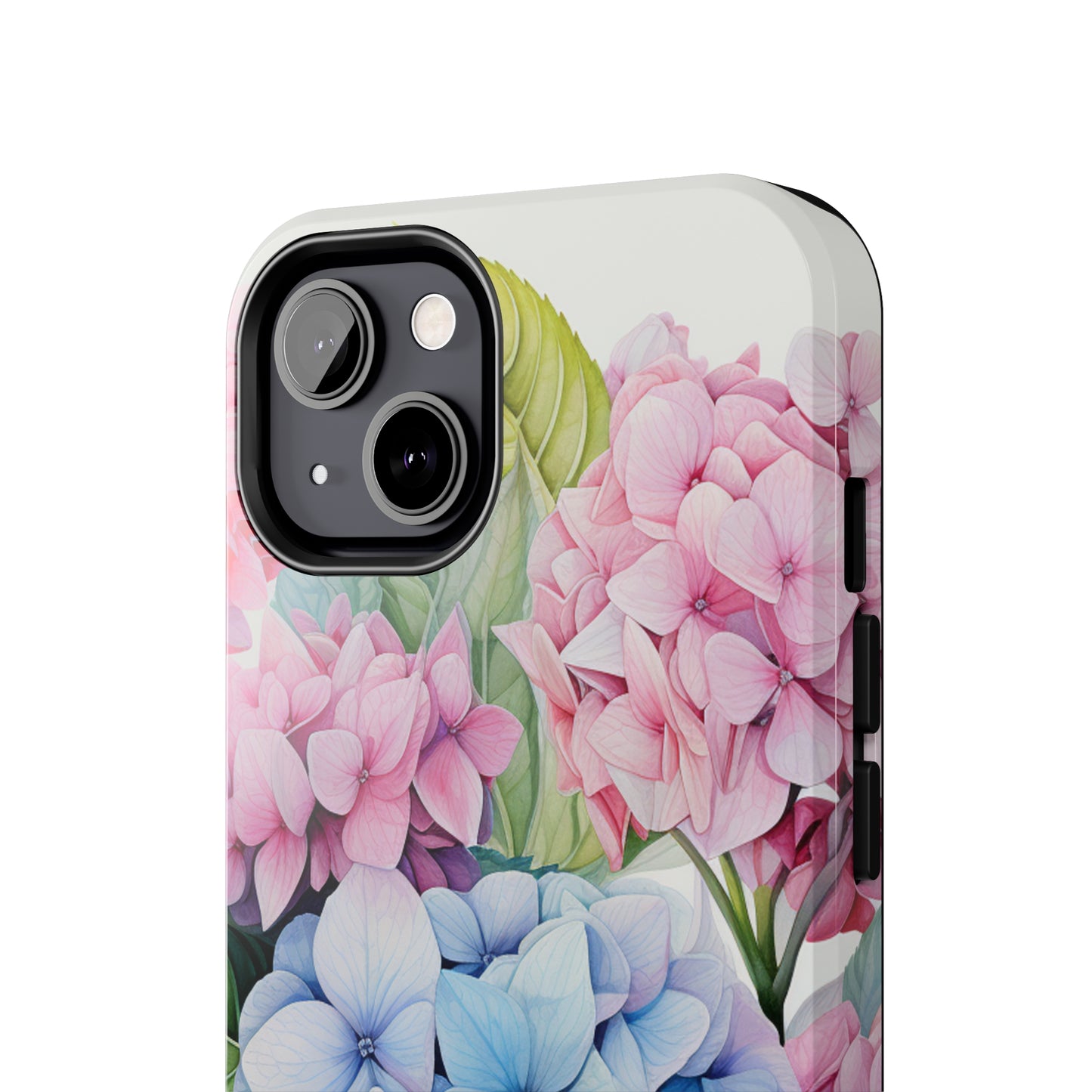 AI Hydrangeas Floral Pattern Phone Case for iPhone - Lightweight, Impact Resistant, Wireless Charging Compatible