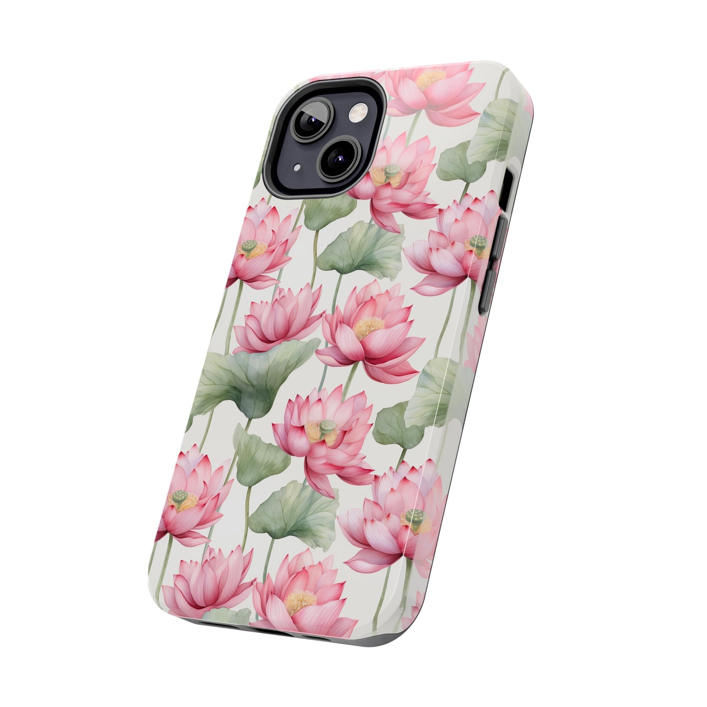 AI Lotus Flower Pattern Phone Case for iPhone - Lightweight, Impact Resistant, Wireless Charging Compatible