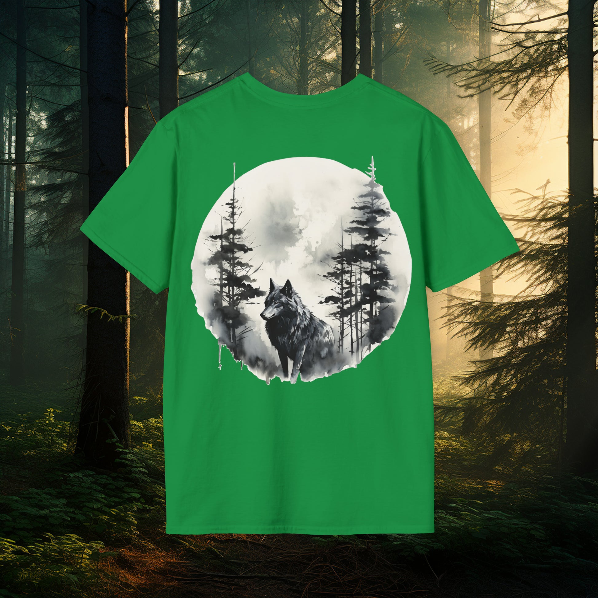 Unisex Mythical Creature Wolf tshirt with Dual Wolf Imagery: Wolf Tee, Wolf T-shirt, Wolf shirt