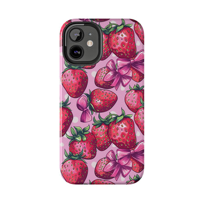 Bows and Berries Phone Case for iPhone - Lightweight, Impact Resistant, Wireless Charging Compatible