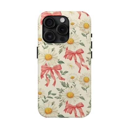 Daisies and Bows Phone Case for iPhone - Lightweight, Impact Resistant, Wireless Charging Compatible