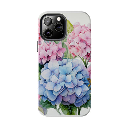 AI Hydrangeas Floral Pattern Phone Case for iPhone - Lightweight, Impact Resistant, Wireless Charging Compatible