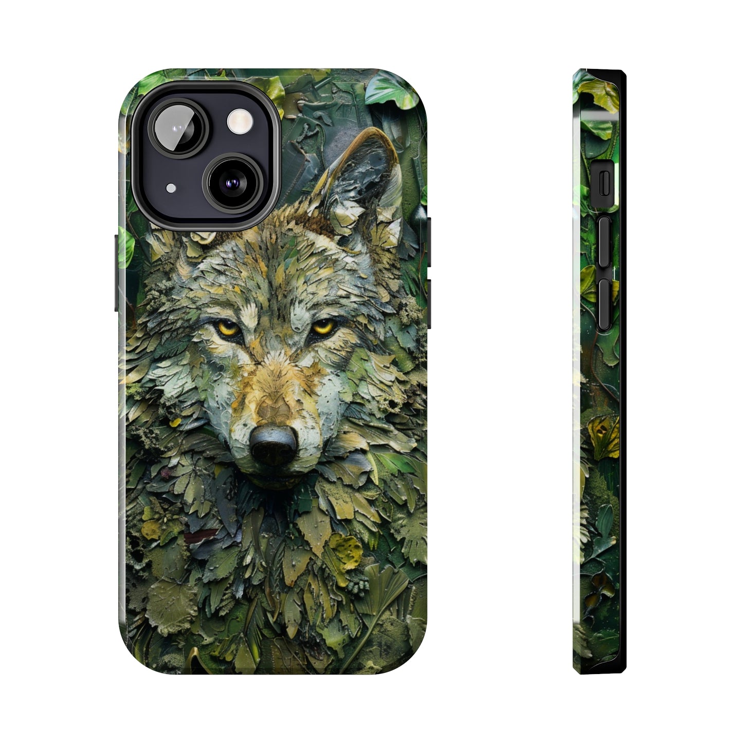 The Arte Povera Style Wolf Head Phone Case for iPhone - Lightweight, Impact Resistant, Wireless Charging Compatible