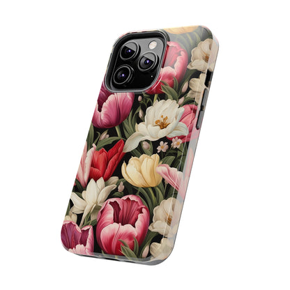 AI Tulip Pattern Phone Case for iPhone - Lightweight, Impact Resistant, Wireless Charging Compatible-AI phone case-AI By AJ