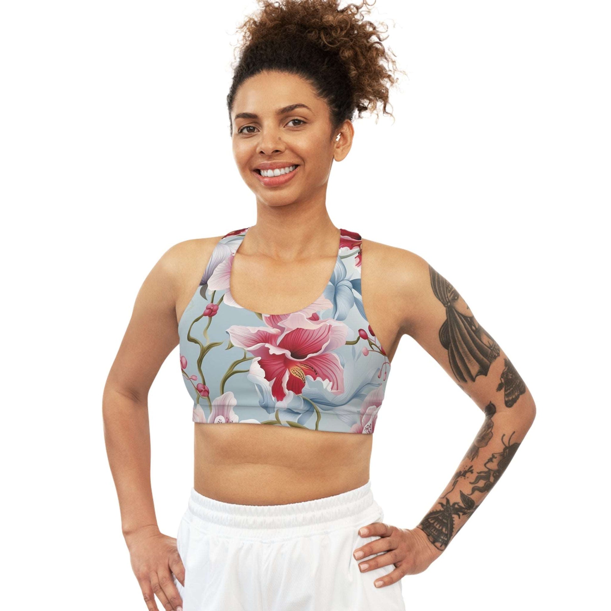 Orchid Flower Custom Sports Bra - Stylish & Supportive