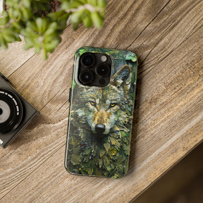 The Arte Povera Style Wolf Head Phone Case for iPhone - Lightweight, Impact Resistant, Wireless Charging Compatible