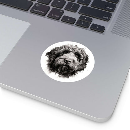 Round Vinyl Dog Sticker - Newfypoo, Labradoodle, Pet Decal