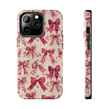 Pink Bows 3 Phone Case for iPhone - Lightweight, Impact Resistant, Wireless Charging Compatible