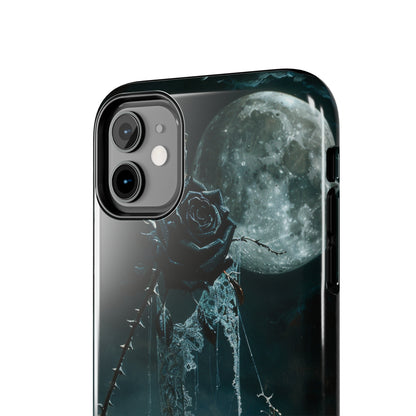 Gothic Skull and Black Rose Phone Case for iPhone - Lightweight, Impact Resistant, Wireless Charging Compatible