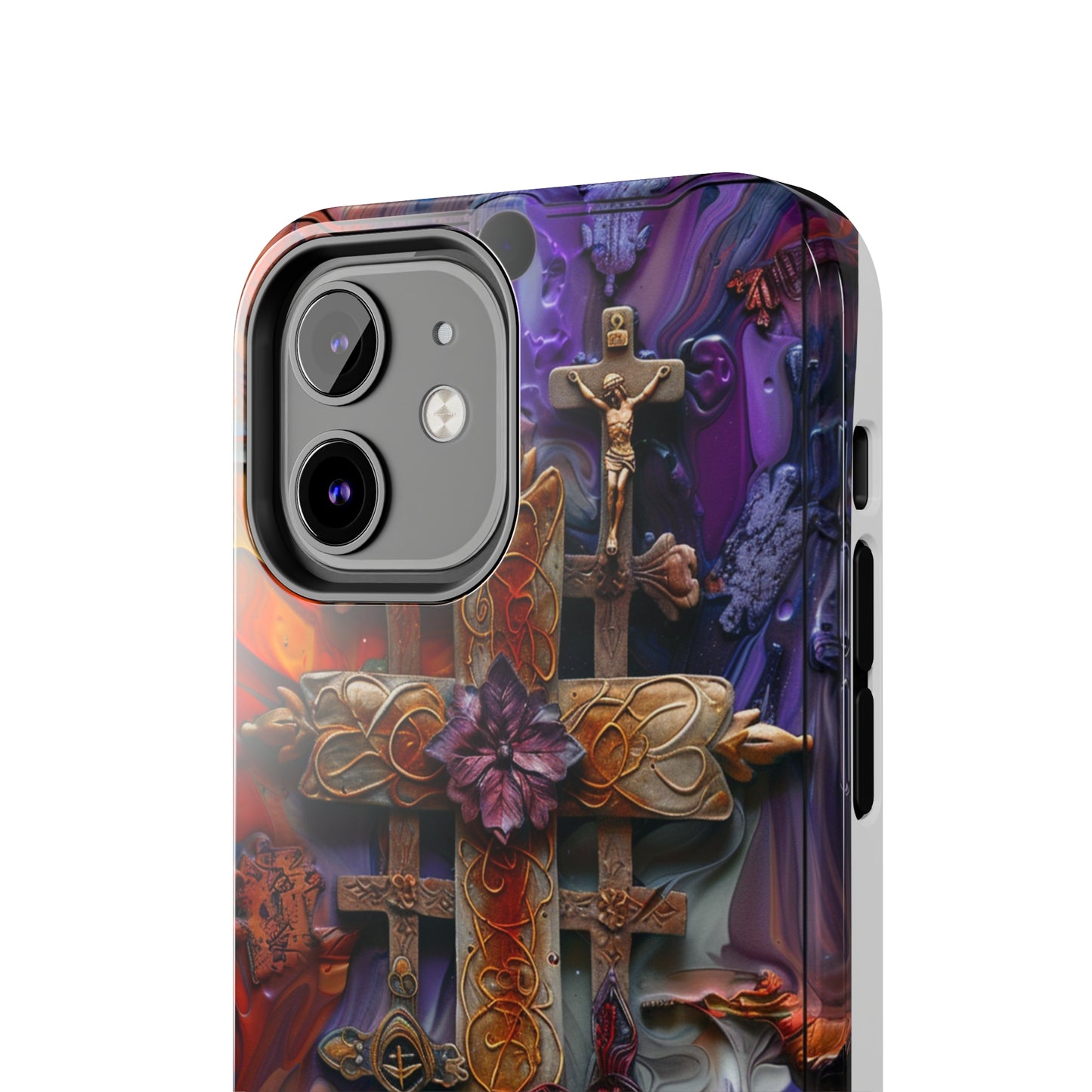 Colorful Crosses Phone Case for iPhone - Lightweight, Impact Resistant, Wireless Charging Compatible