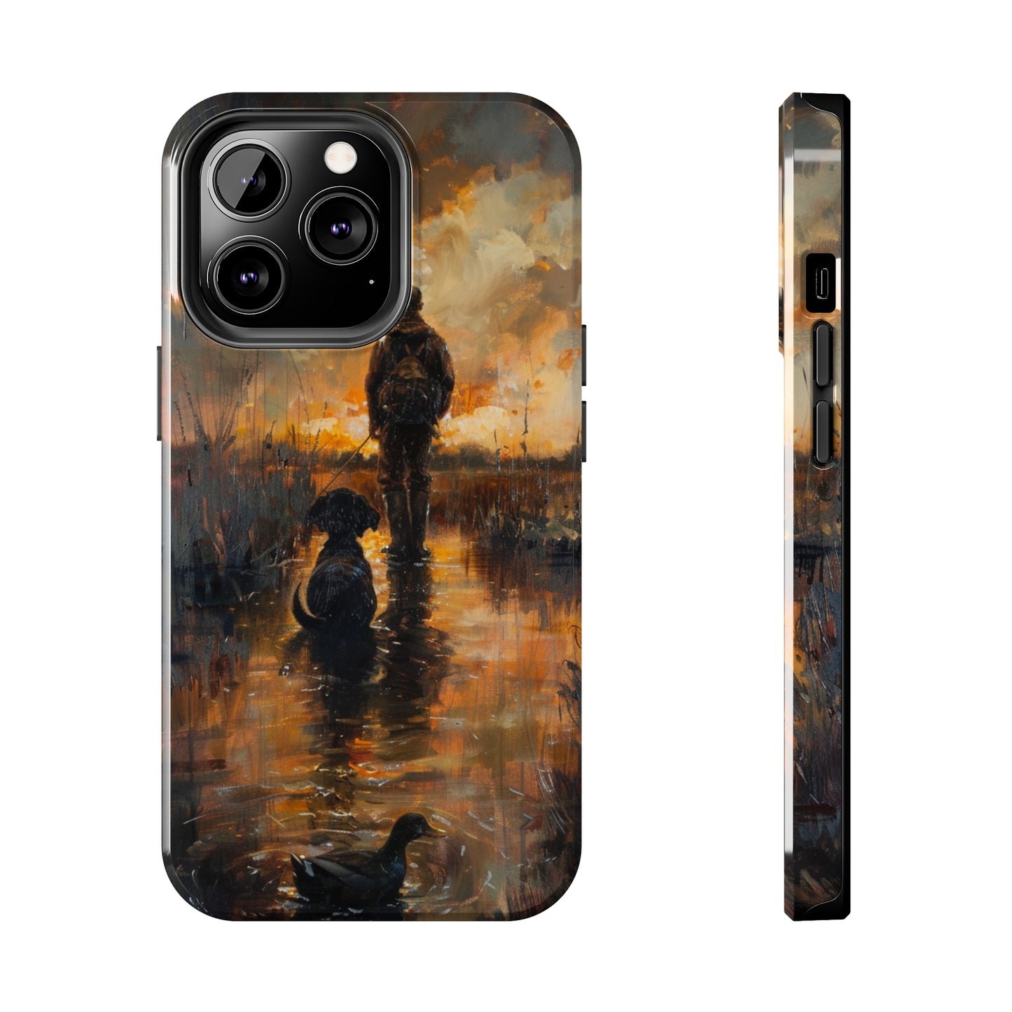 Water Color Mans Best Friend Phone Case for iPhone - Lightweight, Impact Resistant, Wireless Charging Compatible