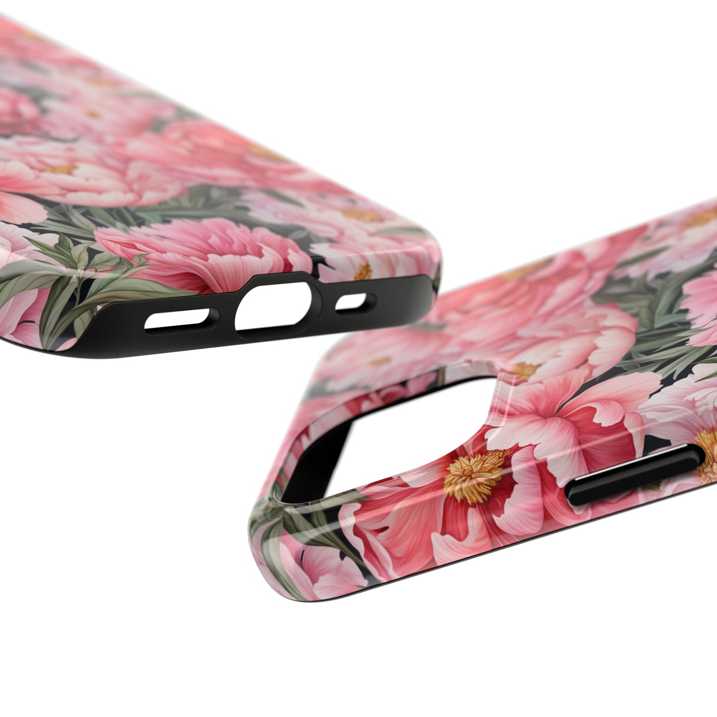 AI Peonies Floral Pattern Phone Case for iPhone - Lightweight, Impact Resistant, Wireless Charging Compatible