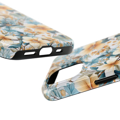 AI Magnolias Floral Pattern Phone Case for iPhone - Lightweight, Impact Resistant, Wireless Charging Compatible