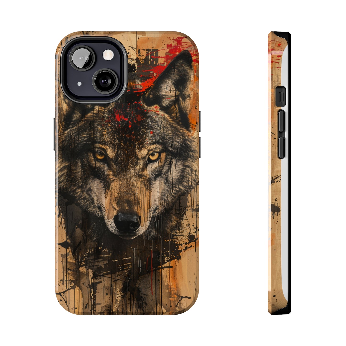 Asemic Writing Style Wolf Phone Case 2 for iPhone - Lightweight, Impact Resistant, Wireless Charging Compatible