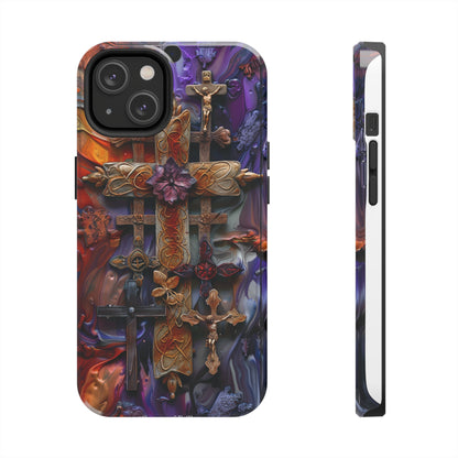 Colorful Crosses Phone Case for iPhone - Lightweight, Impact Resistant, Wireless Charging Compatible