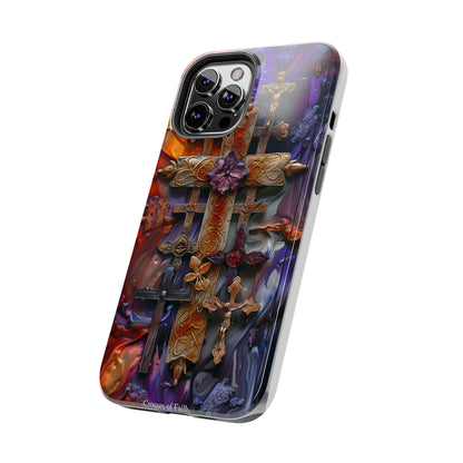 Colorful Crosses Phone Case for iPhone - Lightweight, Impact Resistant, Wireless Charging Compatible