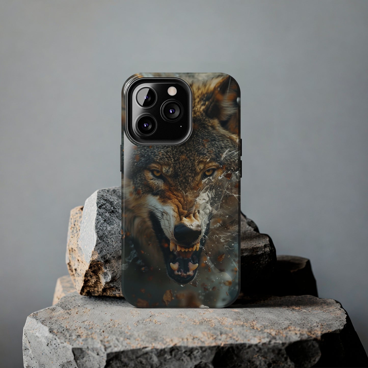 Wolf Ripping Through Phone Case for iPhone - Lightweight, Impact Resistant, Wireless Charging Compatible