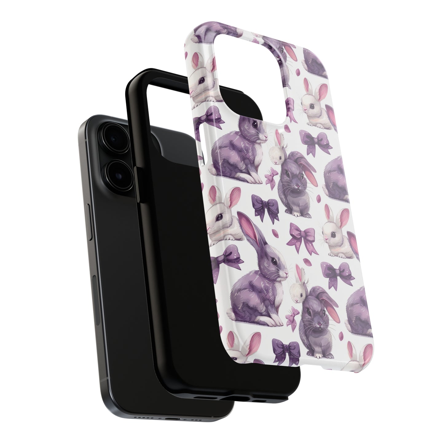 Bunnies and Bows Phone Case for iPhone - Lightweight, Impact Resistant, Wireless Charging Compatible