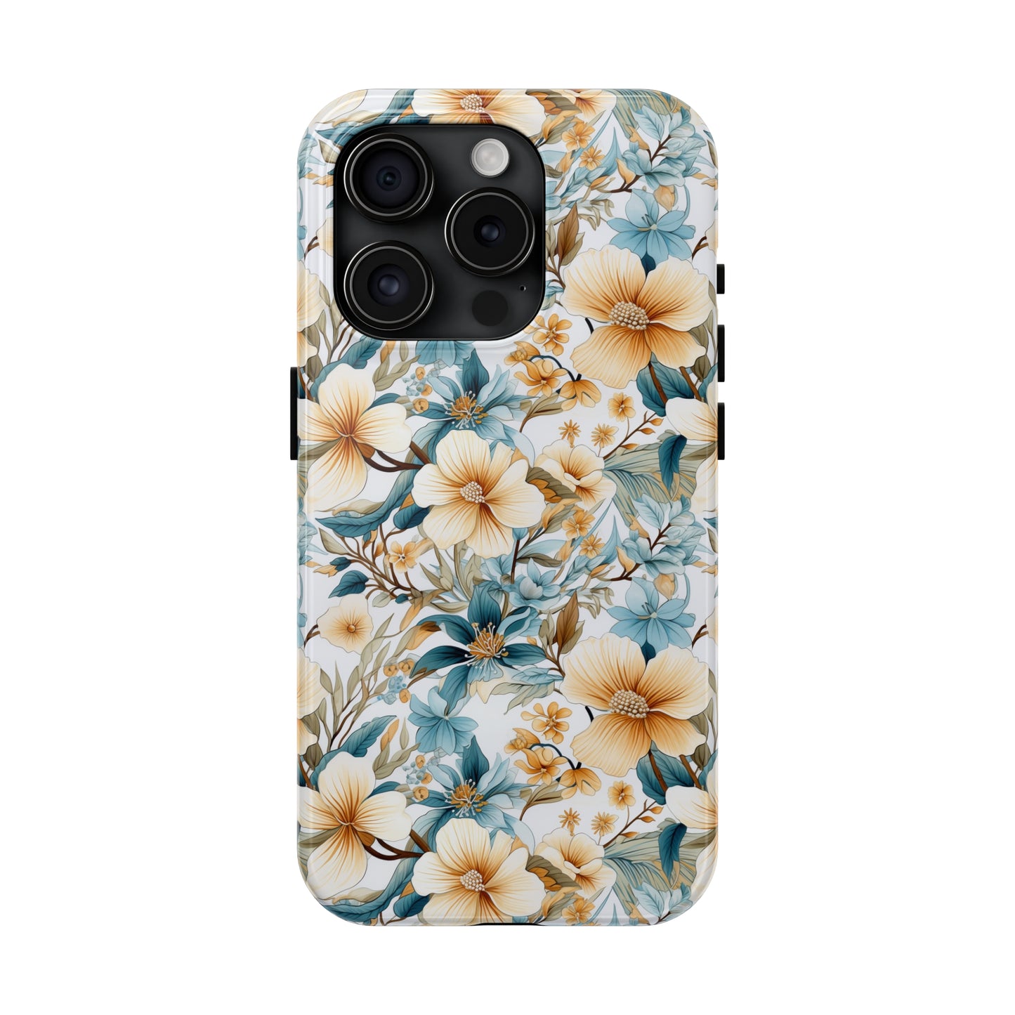 AI Magnolias Floral Pattern Phone Case for iPhone - Lightweight, Impact Resistant, Wireless Charging Compatible