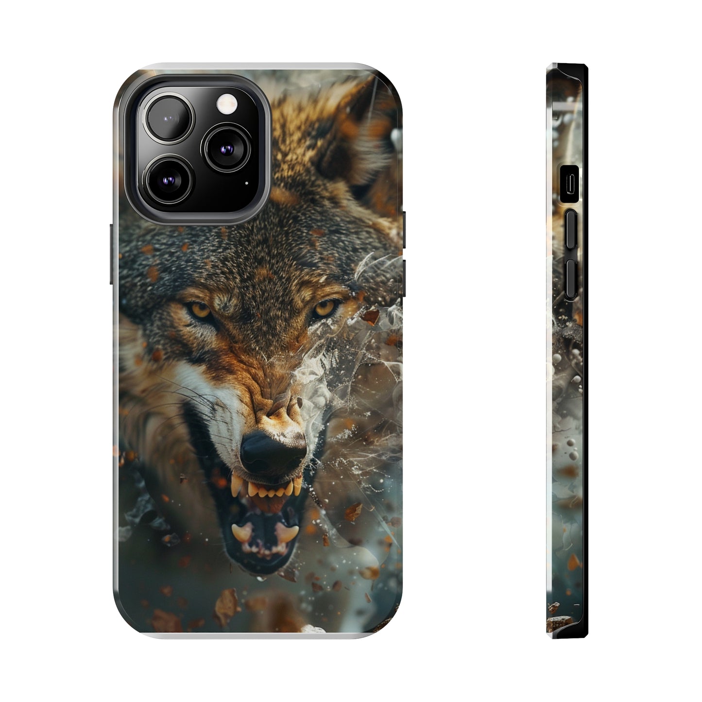 Wolf Ripping Through Phone Case for iPhone - Lightweight, Impact Resistant, Wireless Charging Compatible