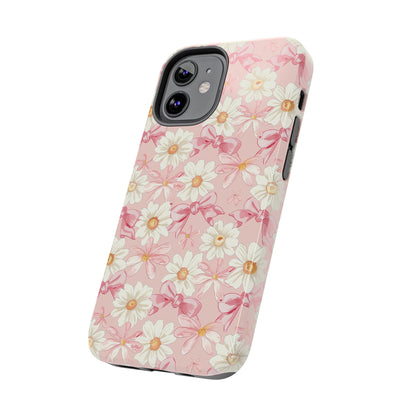 Daisies and Pink Bows Phone Case for iPhone - Lightweight, Impact Resistant, Wireless Charging Compatible