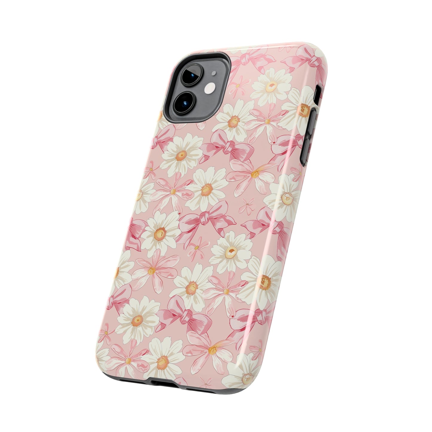 Daisies and Pink Bows Phone Case for iPhone - Lightweight, Impact Resistant, Wireless Charging Compatible