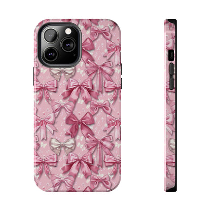 Pink Bows 4 Phone Case for iPhone - Lightweight, Impact Resistant, Wireless Charging Compatible