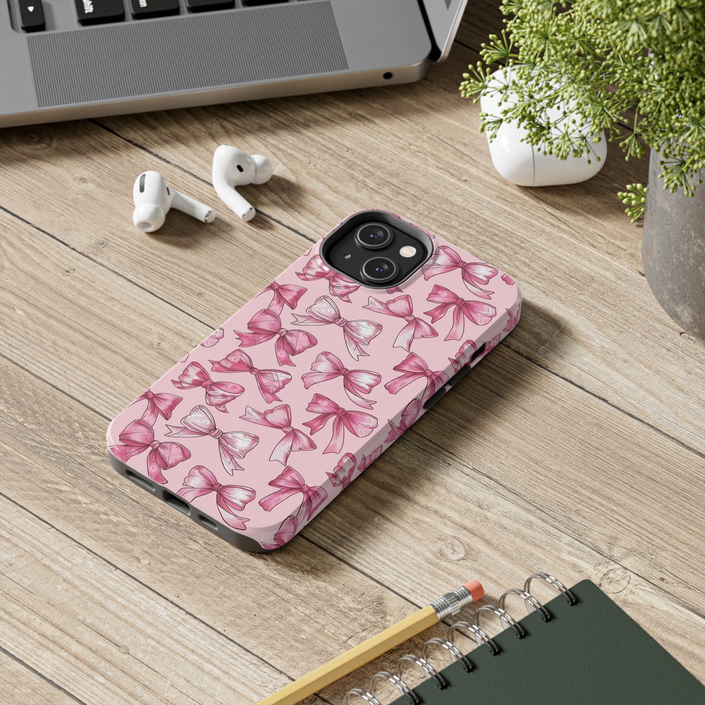 Pink Bows Phone Case for iPhone - Lightweight, Impact Resistant, Wireless Charging Compatible