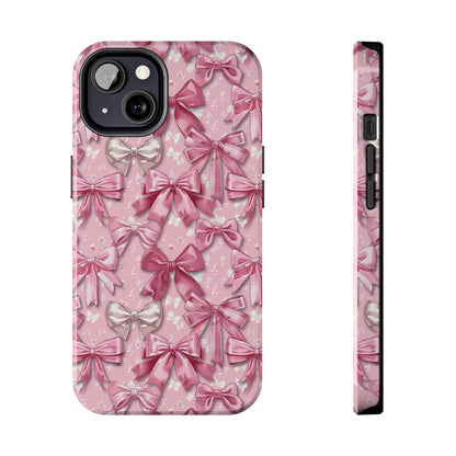 Pink Bows 4 Phone Case for iPhone - Lightweight, Impact Resistant, Wireless Charging Compatible