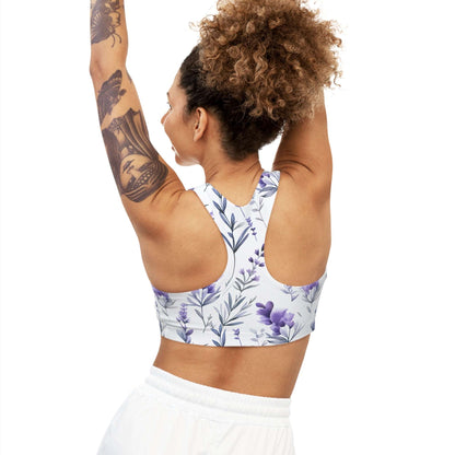 Lavender Flower Custom Sports Bra - Elegant & Supportive