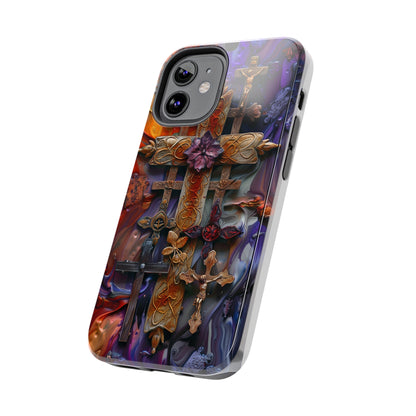 Colorful Crosses Phone Case for iPhone - Lightweight, Impact Resistant, Wireless Charging Compatible