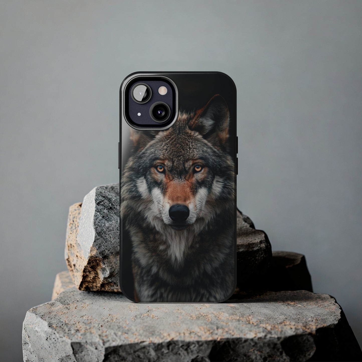 The Arte Povera Style Wolf Head 2 Phone Case for iPhone - Lightweight, Impact Resistant, Wireless Charging Compatible