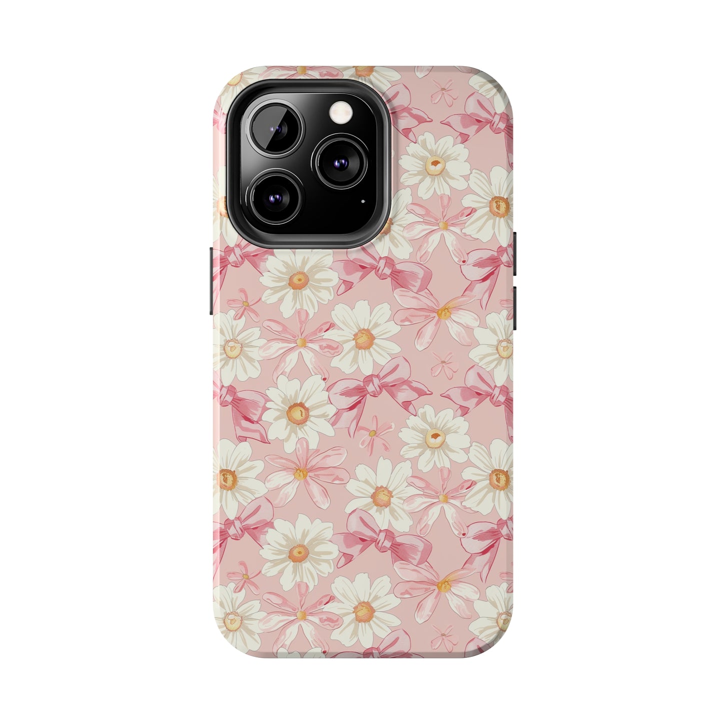 Daisies and Pink Bows Phone Case for iPhone - Lightweight, Impact Resistant, Wireless Charging Compatible