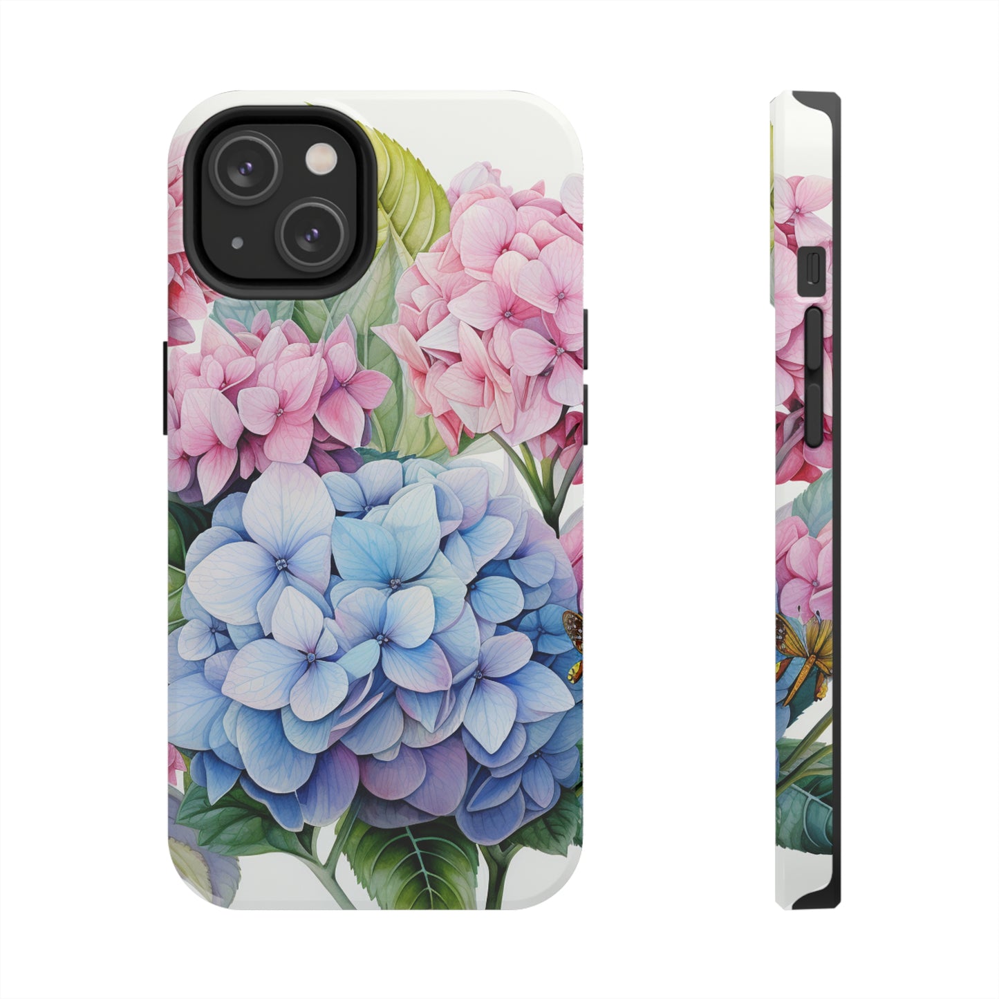 AI Hydrangeas Floral Pattern Phone Case for iPhone - Lightweight, Impact Resistant, Wireless Charging Compatible