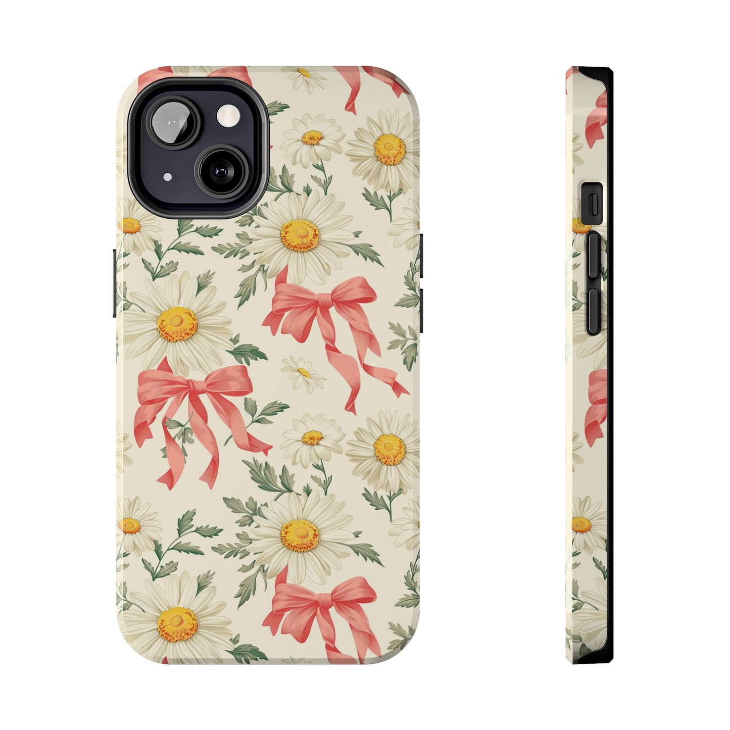 Daisies and Bows Phone Case for iPhone - Lightweight, Impact Resistant, Wireless Charging Compatible