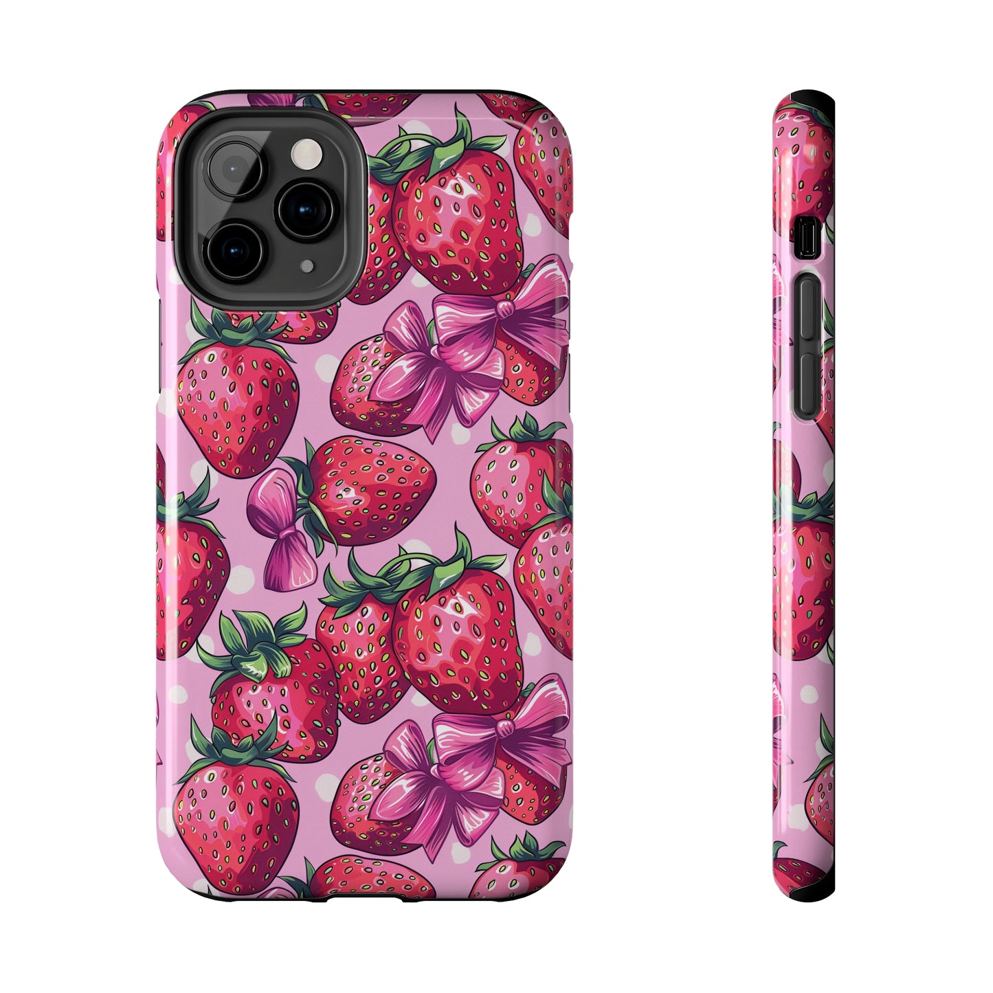 Bows and Berries Phone Case for iPhone - Lightweight, Impact Resistant, Wireless Charging Compatible