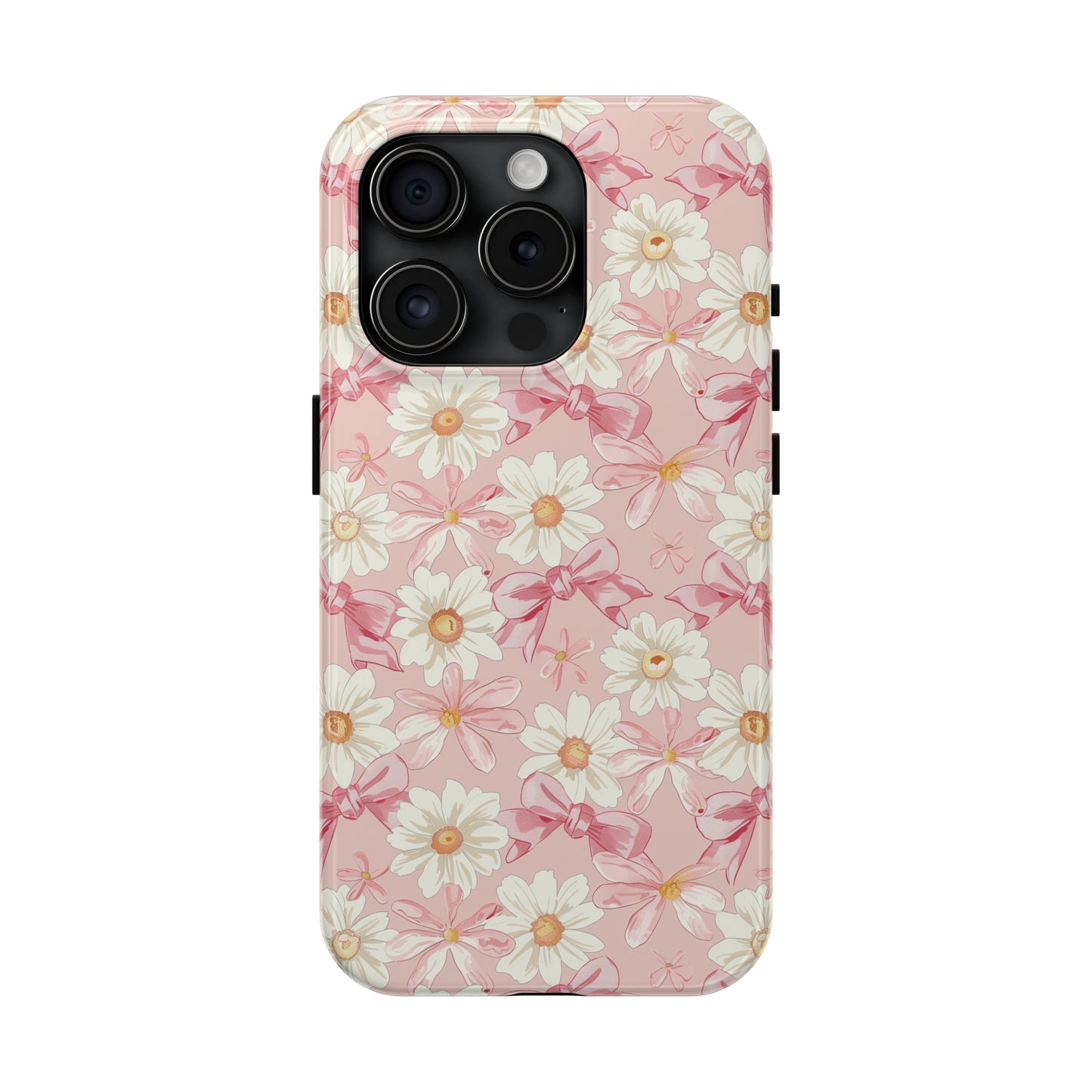 Daisies and Pink Bows Phone Case for iPhone - Lightweight, Impact Resistant, Wireless Charging Compatible