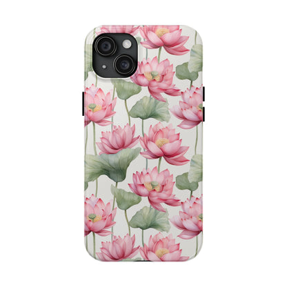 AI Lotus Flower Pattern Phone Case for iPhone - Lightweight, Impact Resistant, Wireless Charging Compatible