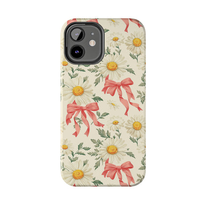 Daisies and Bows Phone Case for iPhone - Lightweight, Impact Resistant, Wireless Charging Compatible