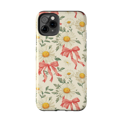 Daisies and Bows Phone Case for iPhone - Lightweight, Impact Resistant, Wireless Charging Compatible