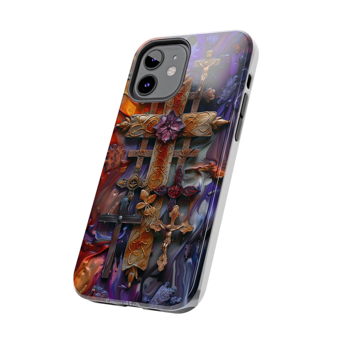 Colorful Crosses Phone Case for iPhone - Lightweight, Impact Resistant, Wireless Charging Compatible