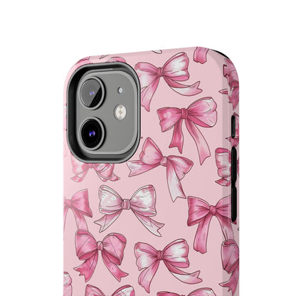 Pink Bows Phone Case for iPhone - Lightweight, Impact Resistant, Wireless Charging Compatible