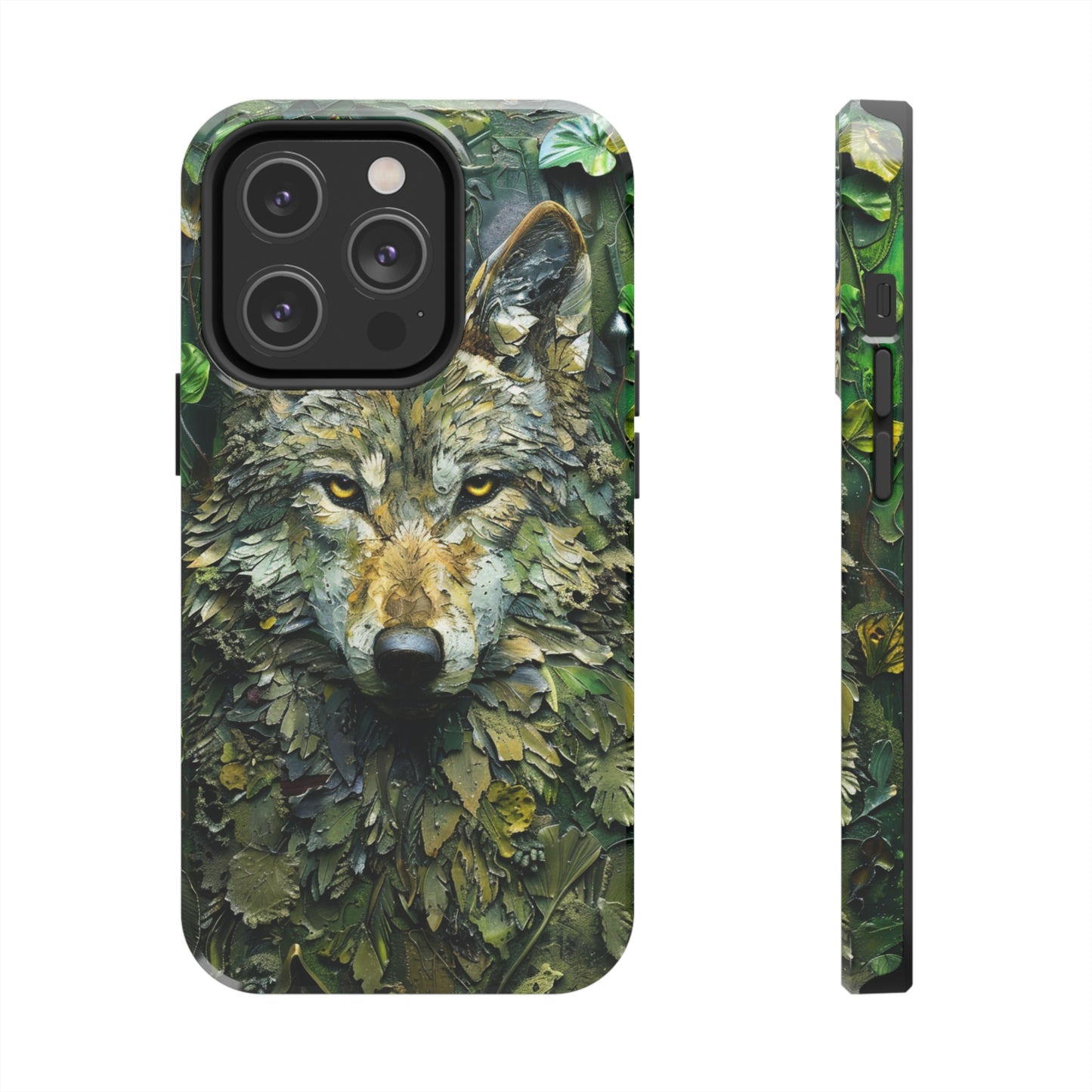 The Arte Povera Style Wolf Head Phone Case for iPhone - Lightweight, Impact Resistant, Wireless Charging Compatible