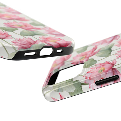 AI Lotus Flower Pattern Phone Case for iPhone - Lightweight, Impact Resistant, Wireless Charging Compatible