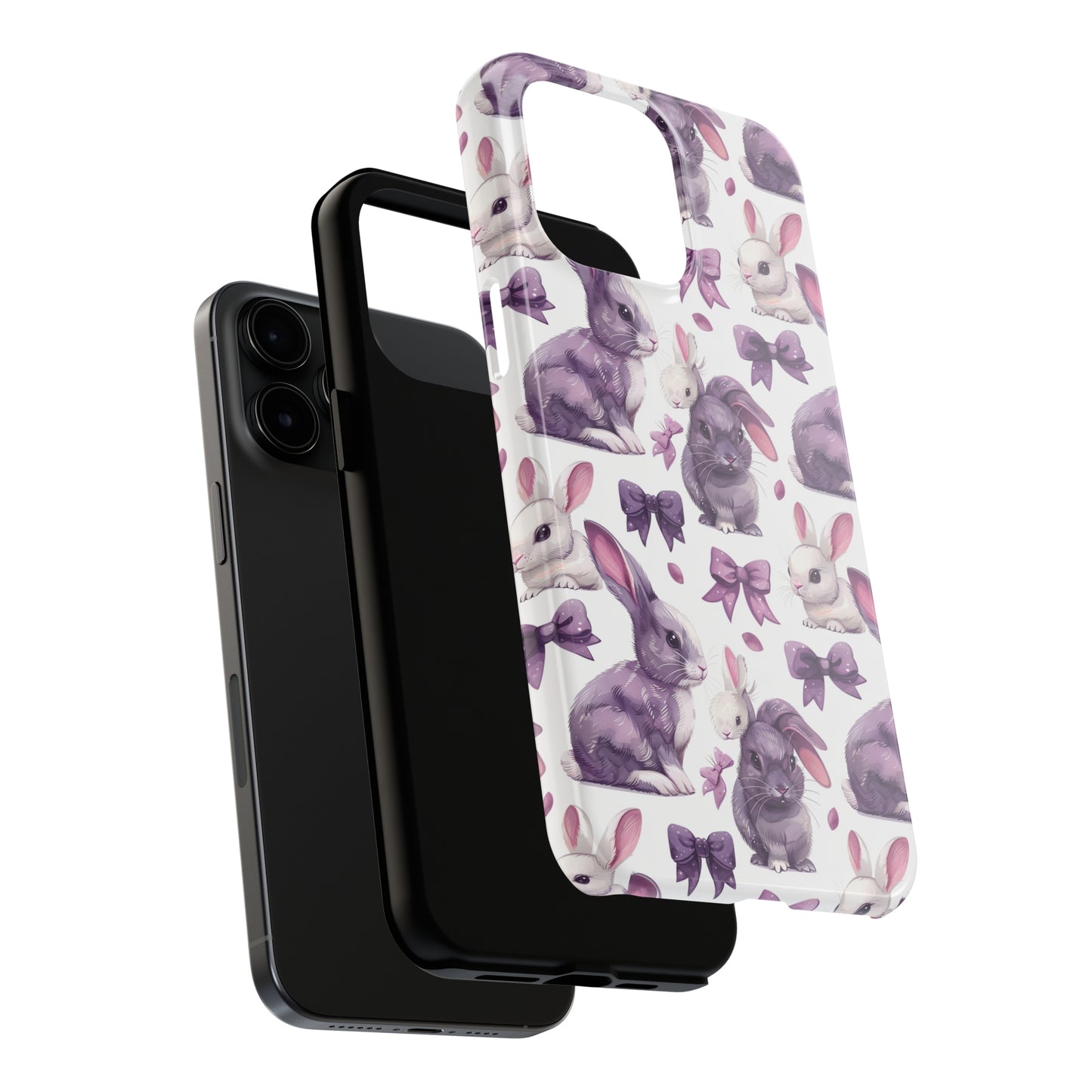 Bunnies and Bows Phone Case for iPhone - Lightweight, Impact Resistant, Wireless Charging Compatible